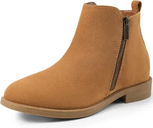 Harvest Land Women's Ankle Boots Flat Faux Suede Fashion Short Booties with Side Zipper