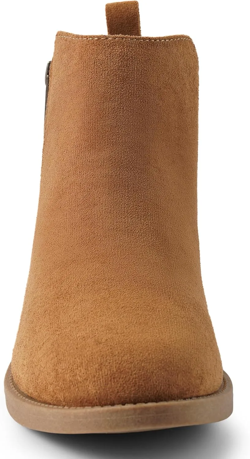 Harvest Land Women's Ankle Boots Flat Faux Suede Fashion Short Booties with Side Zipper