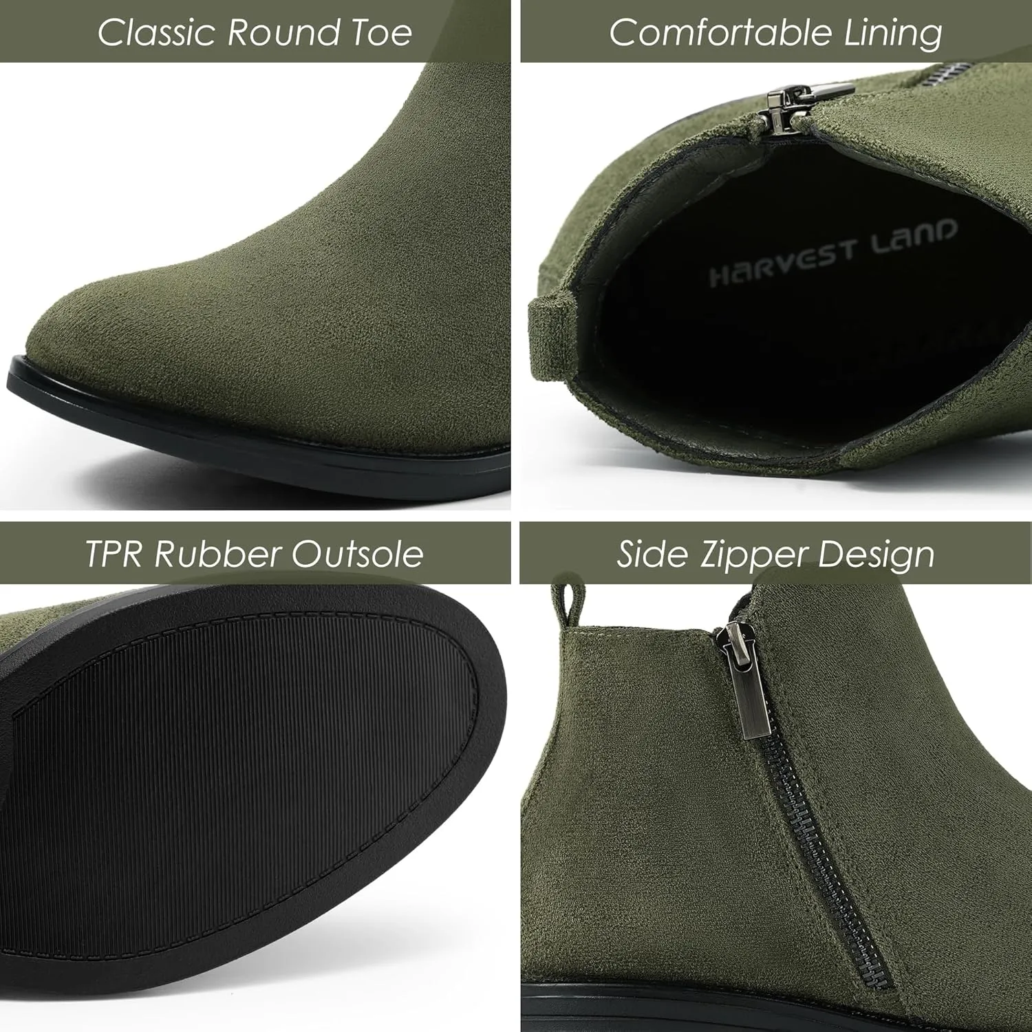 Harvest Land Women's Ankle Boots Flat Faux Suede Fashion Short Booties with Side Zipper