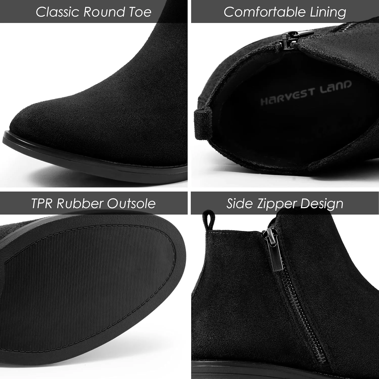 Harvest Land Women's Ankle Boots Flat Faux Suede Fashion Short Booties with Side Zipper