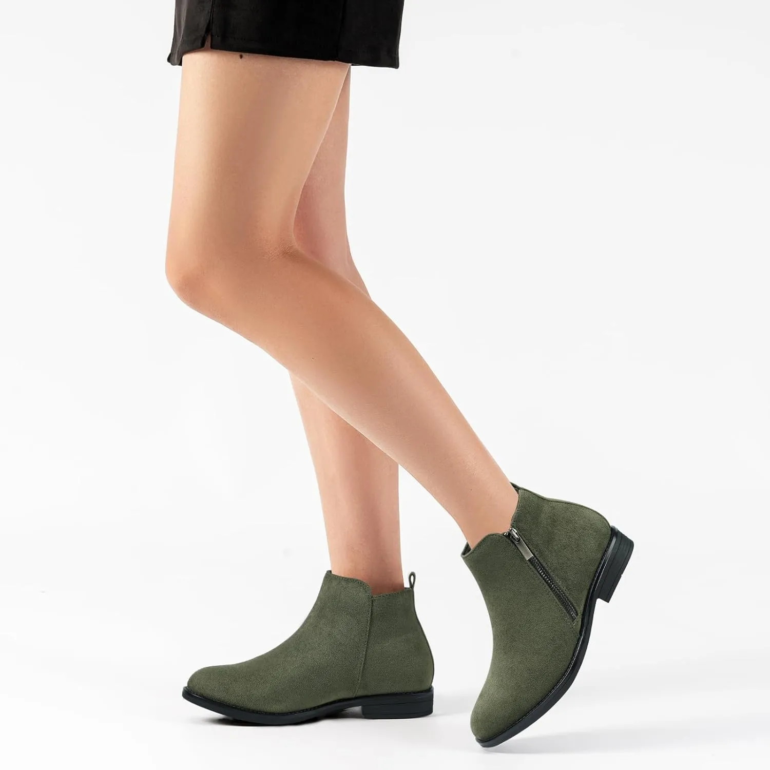 Harvest Land Women's Ankle Boots Flat Faux Suede Fashion Short Booties with Side Zipper