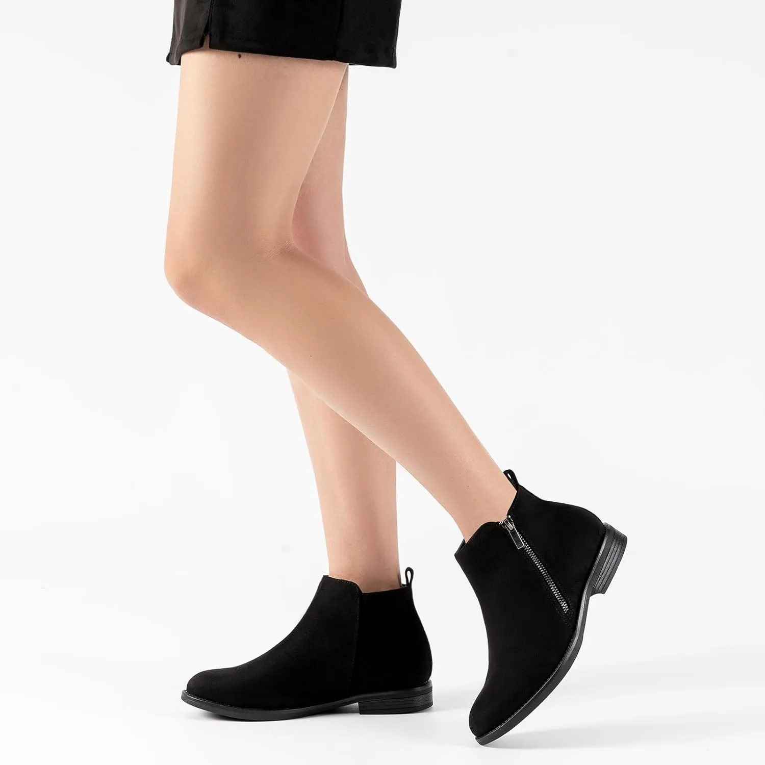 Harvest Land Women's Ankle Boots Flat Faux Suede Fashion Short Booties with Side Zipper