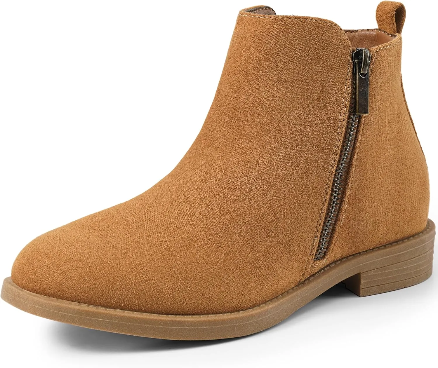 Harvest Land Women's Ankle Boots Flat Faux Suede Fashion Short Booties with Side Zipper