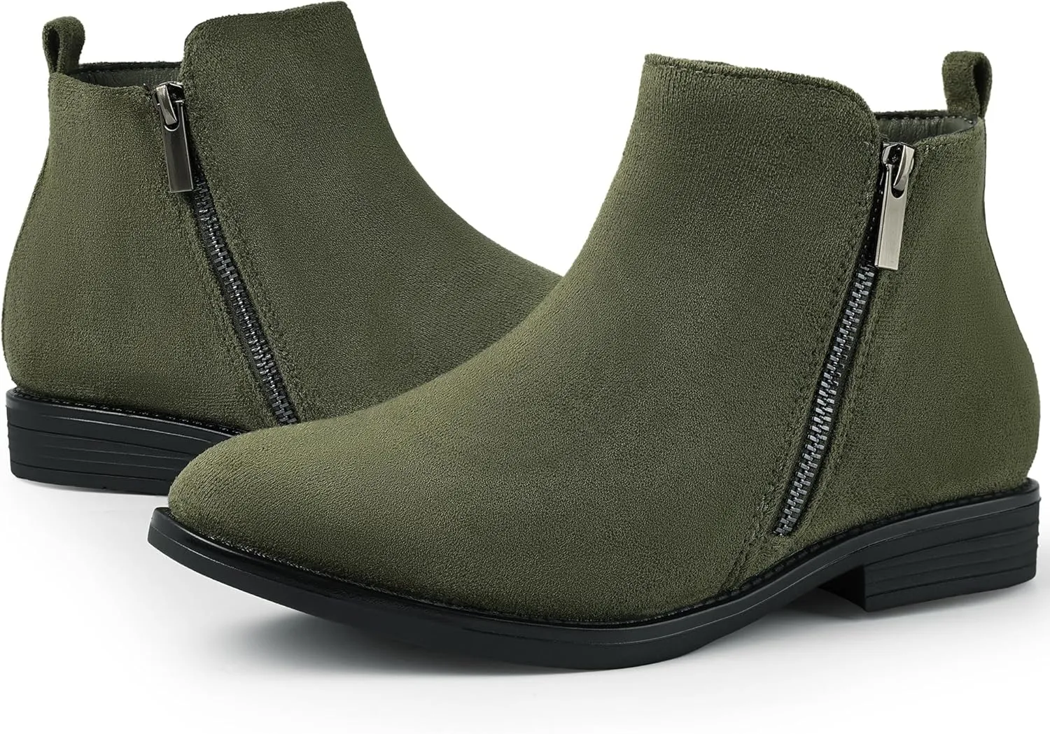 Harvest Land Women's Ankle Boots Flat Faux Suede Fashion Short Booties with Side Zipper