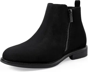 Harvest Land Women's Ankle Boots Flat Faux Suede Fashion Short Booties with Side Zipper