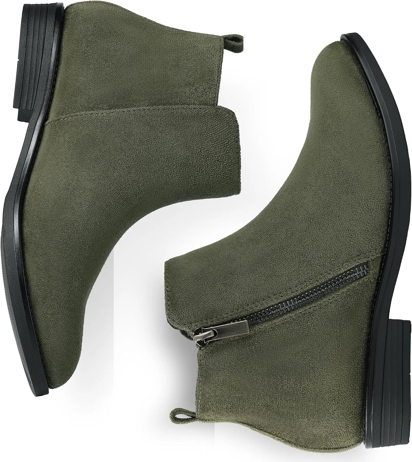 Harvest Land Women's Ankle Boots Flat Faux Suede Fashion Short Booties with Side Zipper