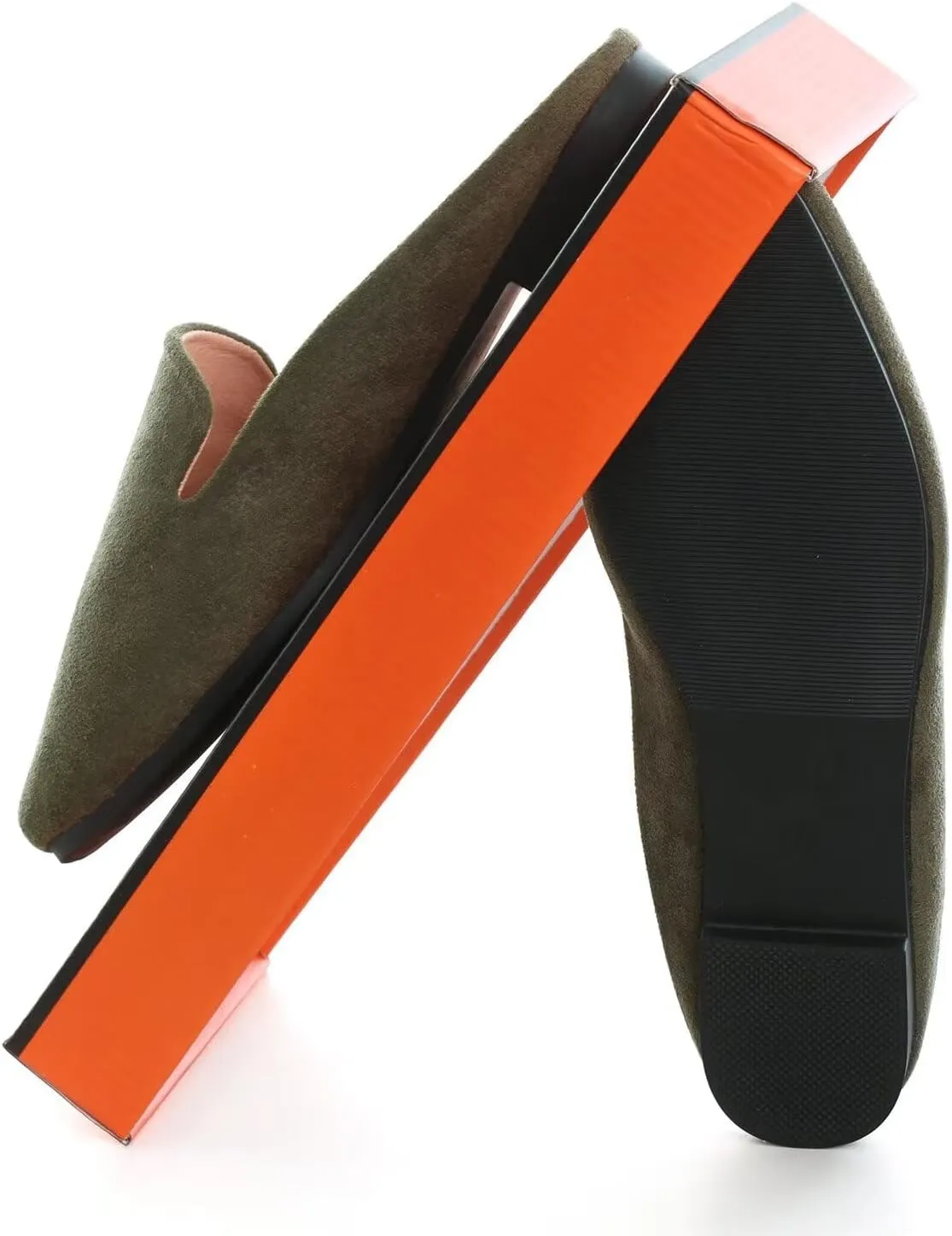 Hee grand Mules for Women Flats Square Toe Slip on Flat Slides Comfortable Suede Women Slippers Backless Loafer Shoes