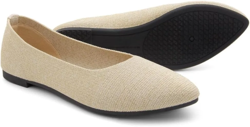 Herstyle Women's Flats – Dressy Pointed Toe Knit Ballet Flat Shoes with Memory Foam | Slip-On, Foldable & Comfortable for Work, Office, Party & Travel (2025 Trend)