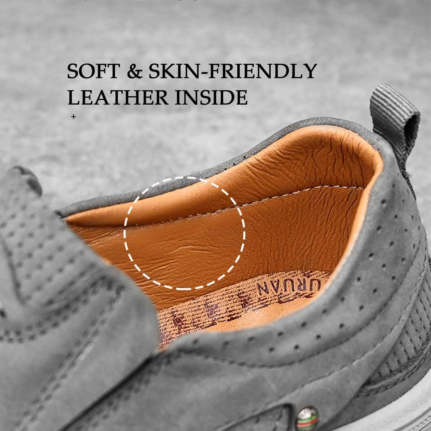 HESBITEUL Men's Leather Loafers Office Slip-on Shoes Casual Walking for Work Outdoor Trekking