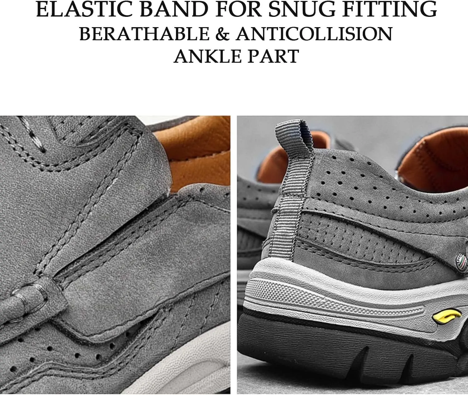 HESBITEUL Men's Leather Loafers Office Slip-on Shoes Casual Walking for Work Outdoor Trekking