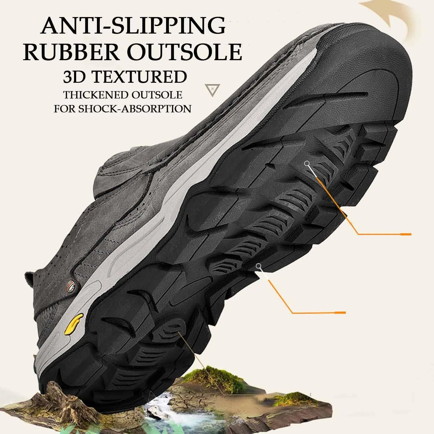 HESBITEUL Men's Leather Loafers Office Slip-on Shoes Casual Walking for Work Outdoor Trekking