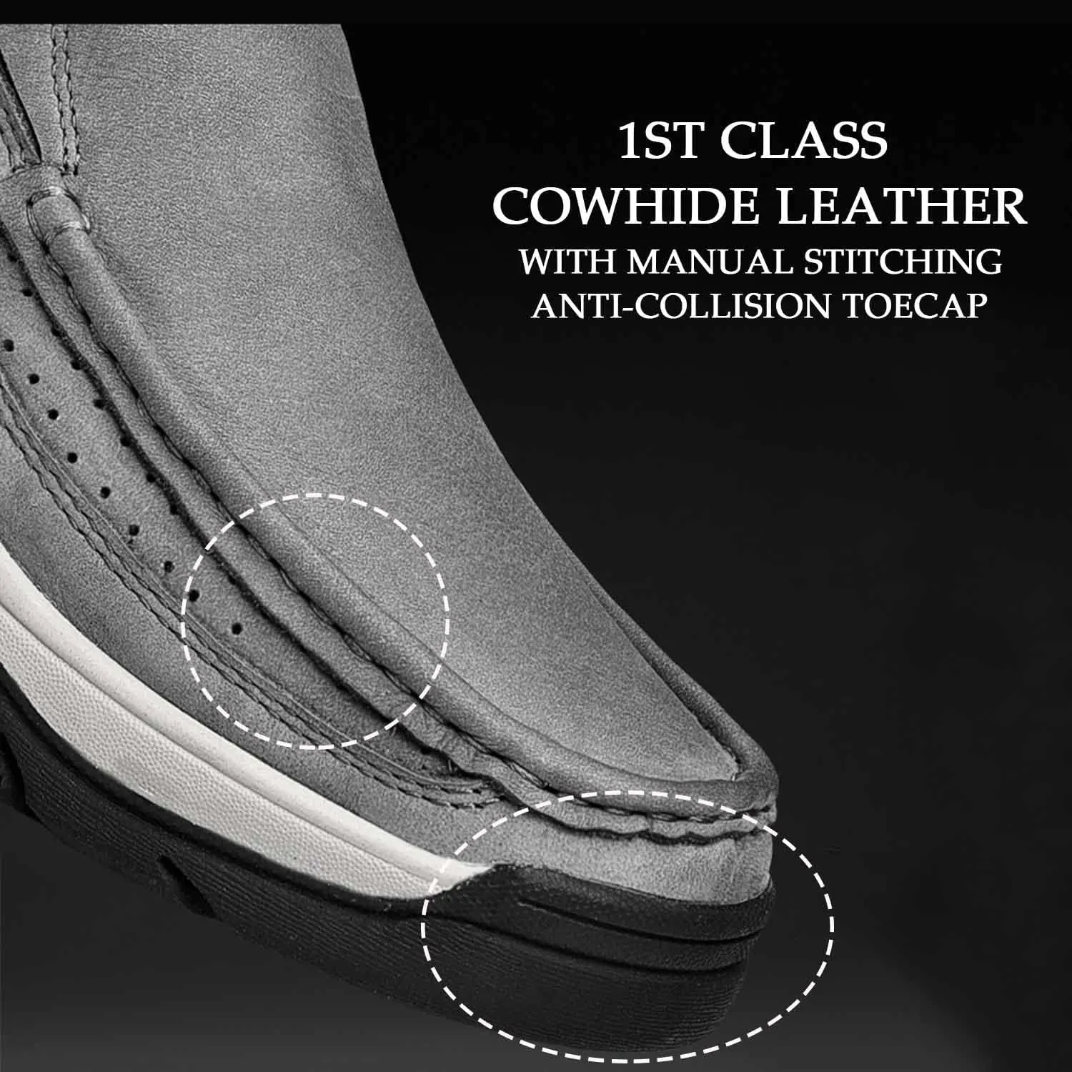 HESBITEUL Men's Leather Loafers Office Slip-on Shoes Casual Walking for Work Outdoor Trekking