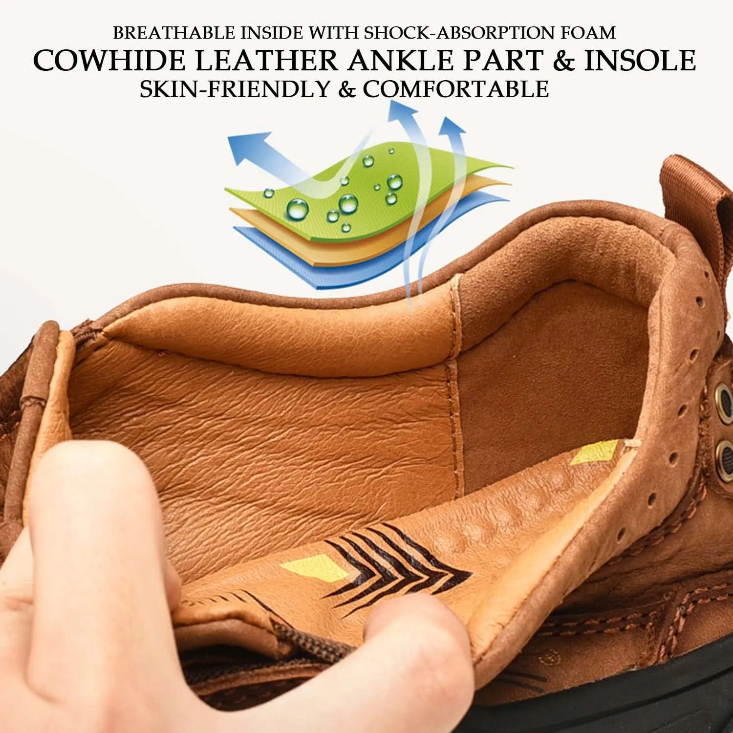 HESBITEUL Men's Leather Loafers Office Slip-on Shoes Casual Walking for Work Outdoor Trekking