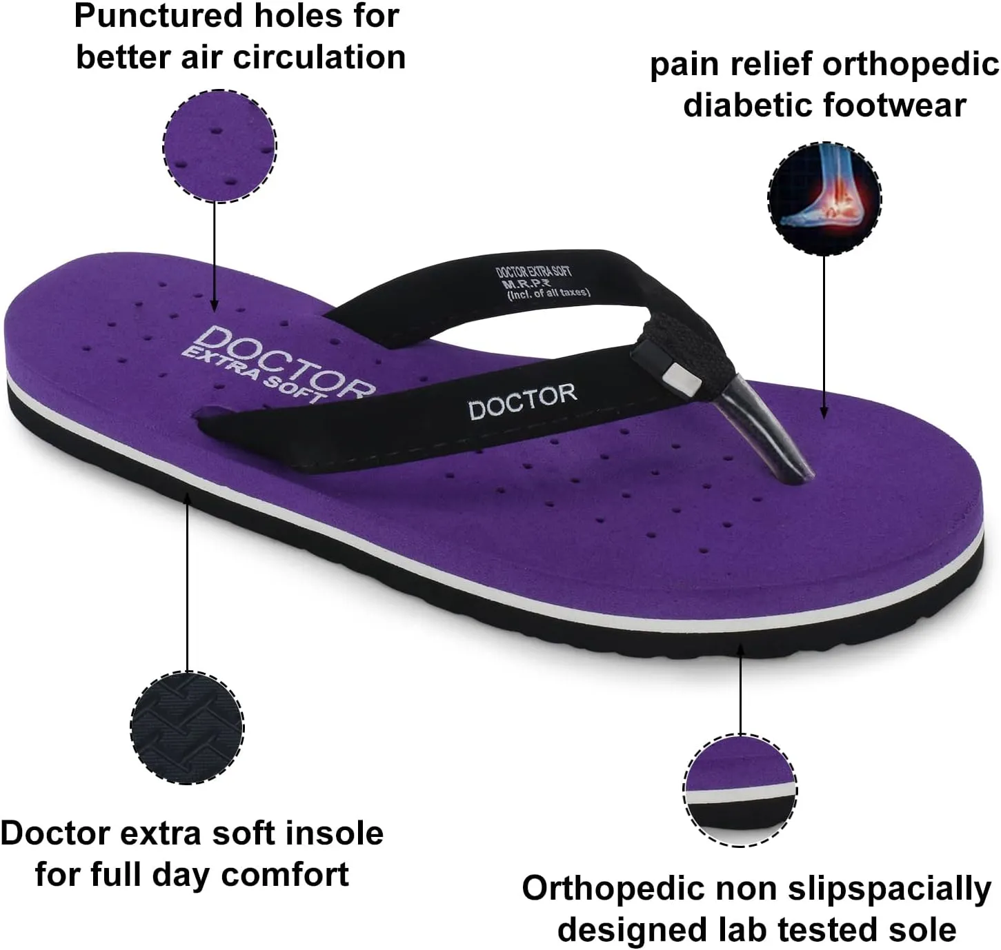 House Slipper for Women's Care Dr Orthopaedic Super Comfort Fitting Flat Cushion Chappal Flip-Flop for Ladies and Girl’s OR-D-19