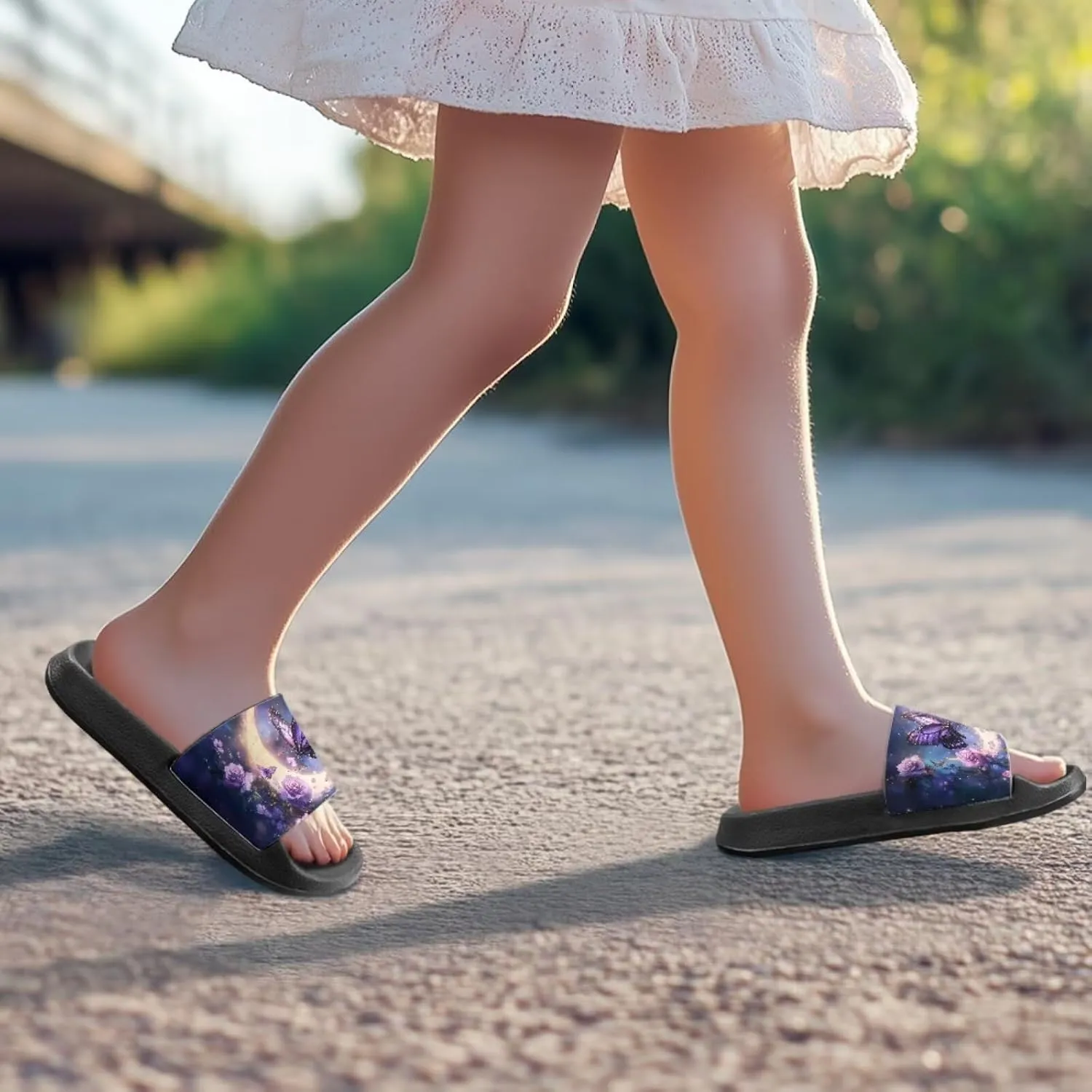 Howilath Chicken & Butterfly Slide Sandal for Kids Anti-Skid Beach Slippers Open Toe Quick Drying Sandal for Girls and Boys