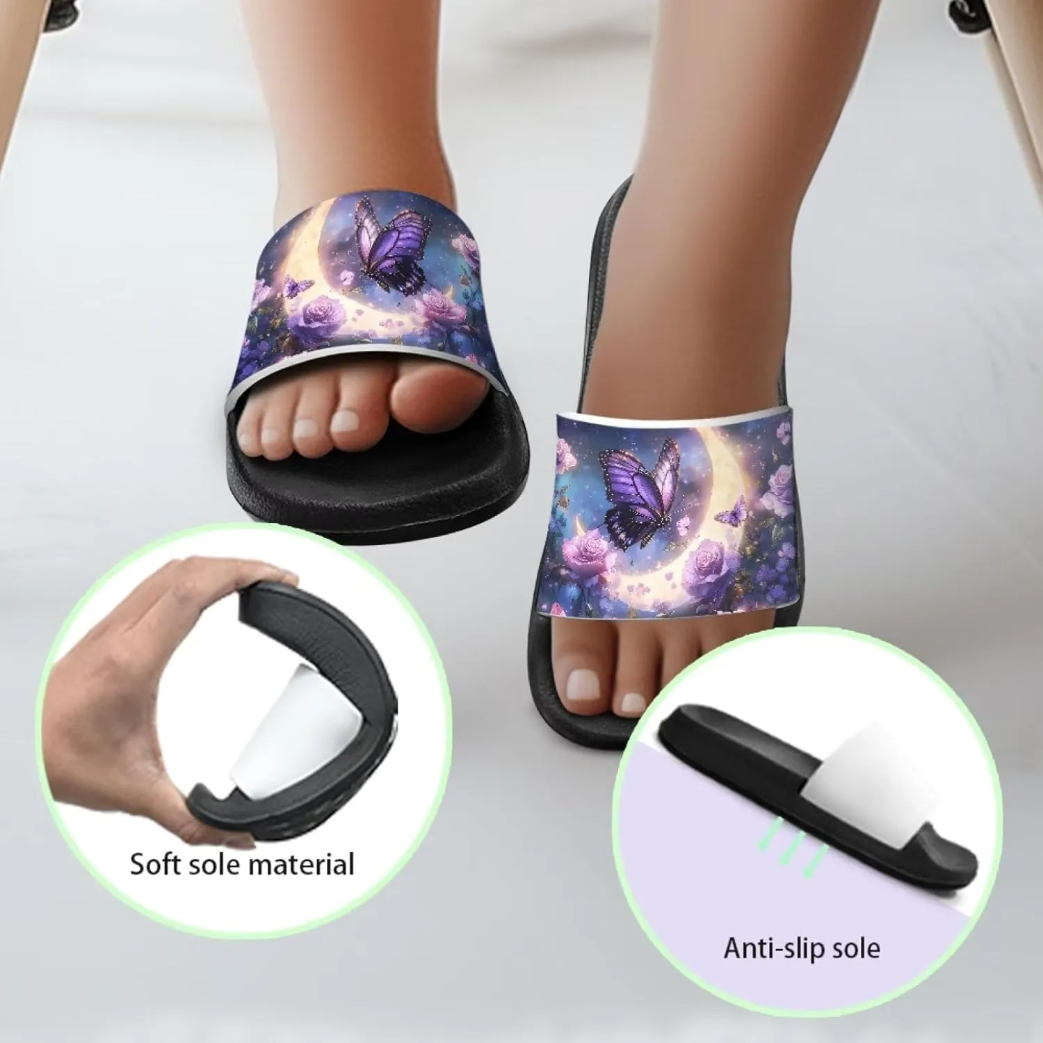 Howilath Chicken & Butterfly Slide Sandal for Kids Anti-Skid Beach Slippers Open Toe Quick Drying Sandal for Girls and Boys