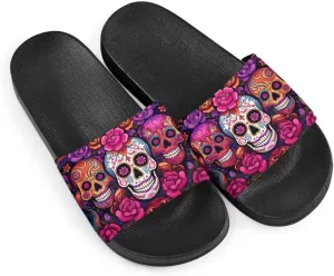 Howilath Novelty Patten Slippers for Women Men, Non-Slip Single Band Slide Sandals Open Toe Soft Sole Flat Sandals