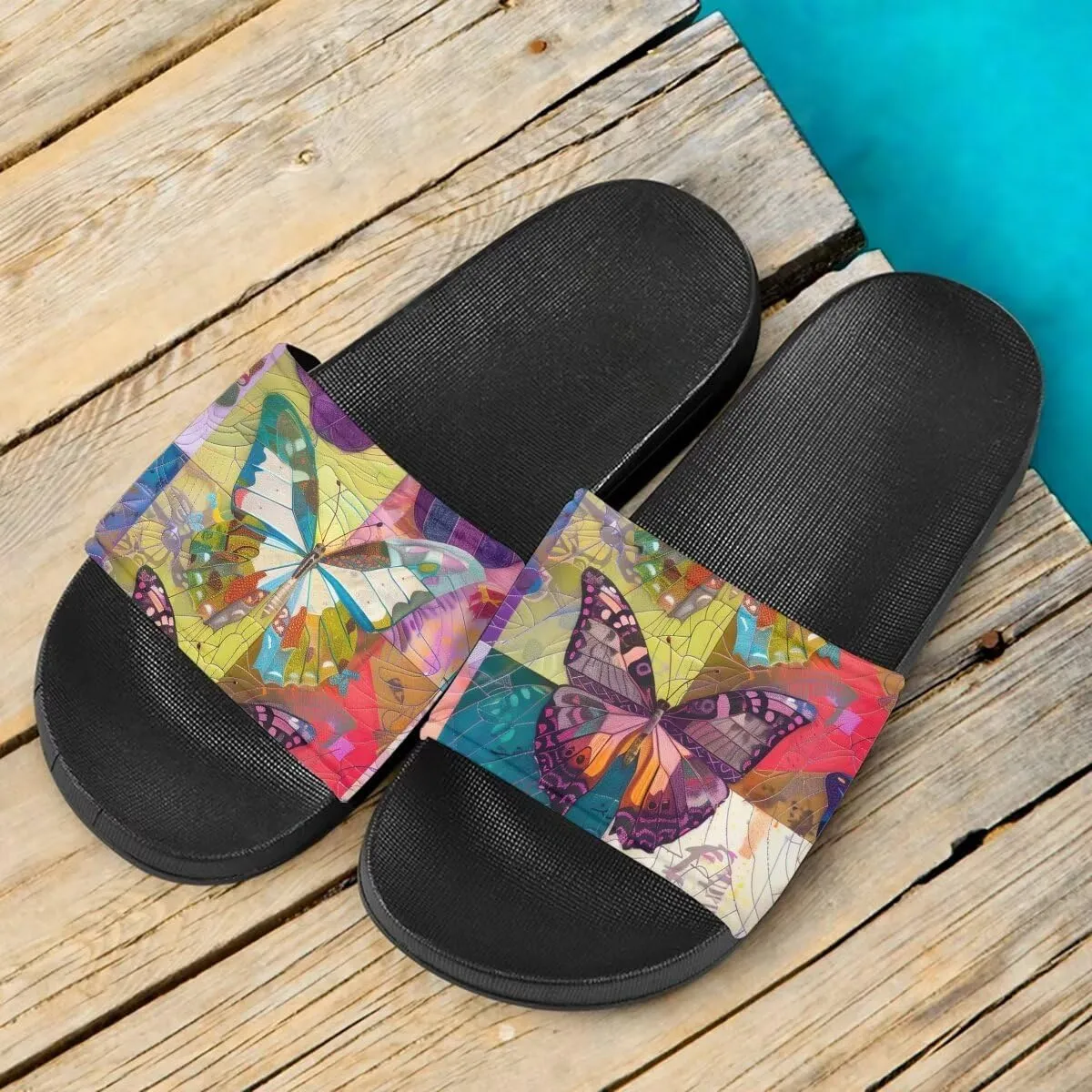 Howilath Women's Casual Slide Sandals, Cartoon Animals Print Comfortable Soft Sole Non-Slip Open Toe EVA Flat Sandals
