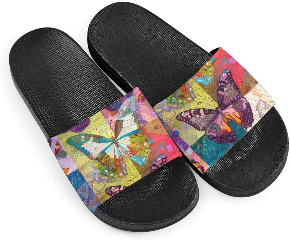 Howilath Women's Casual Slide Sandals, Cartoon Animals Print Comfortable Soft Sole Non-Slip Open Toe EVA Flat Sandals