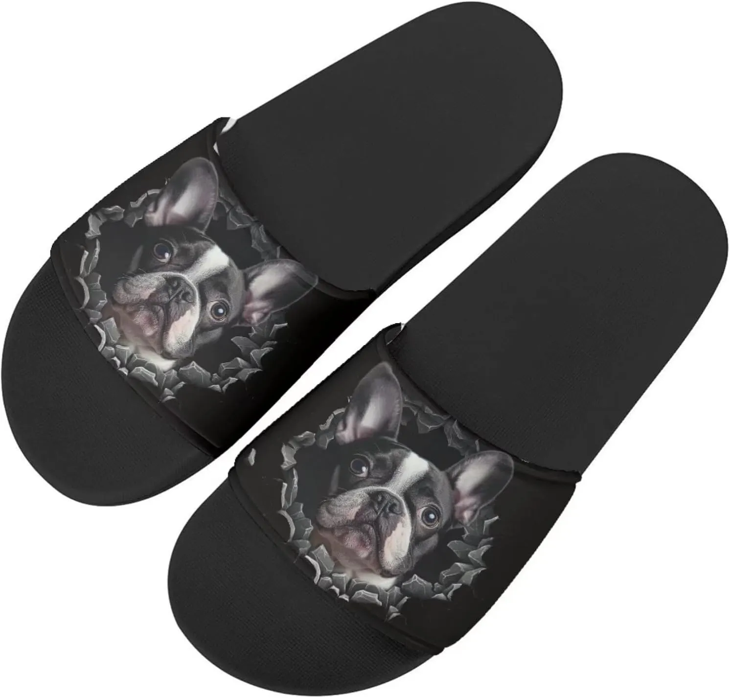 Howilath Women's Casual Slide Sandals, Cartoon Animals Print Comfortable Soft Sole Non-Slip Open Toe EVA Flat Sandals