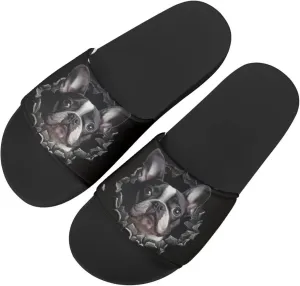 Howilath Women's Casual Slide Sandals, Cartoon Animals Print Comfortable Soft Sole Non-Slip Open Toe EVA Flat Sandals