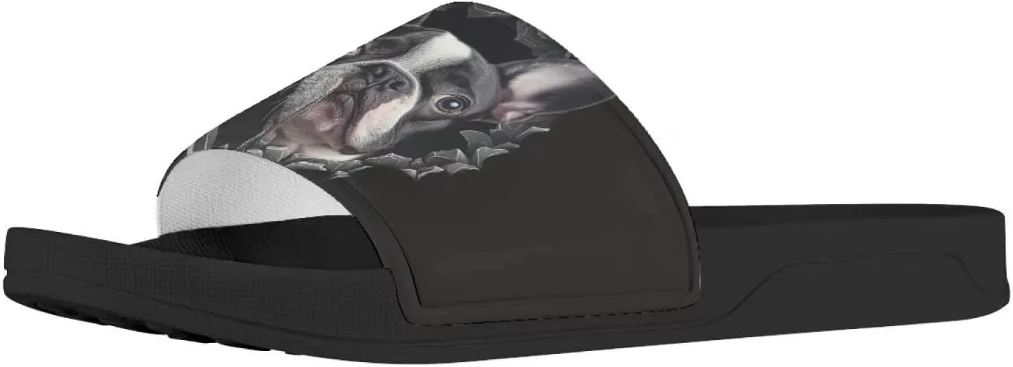 Howilath Women's Casual Slide Sandals, Cartoon Animals Print Comfortable Soft Sole Non-Slip Open Toe EVA Flat Sandals