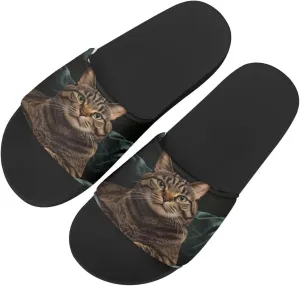 Howilath Women's Casual Slide Sandals, Cartoon Animals Print Comfortable Soft Sole Non-Slip Open Toe EVA Flat Sandals