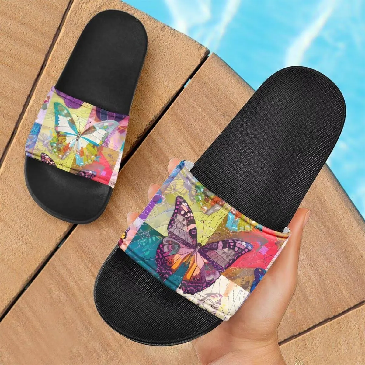 Howilath Women's Casual Slide Sandals, Cartoon Animals Print Comfortable Soft Sole Non-Slip Open Toe EVA Flat Sandals