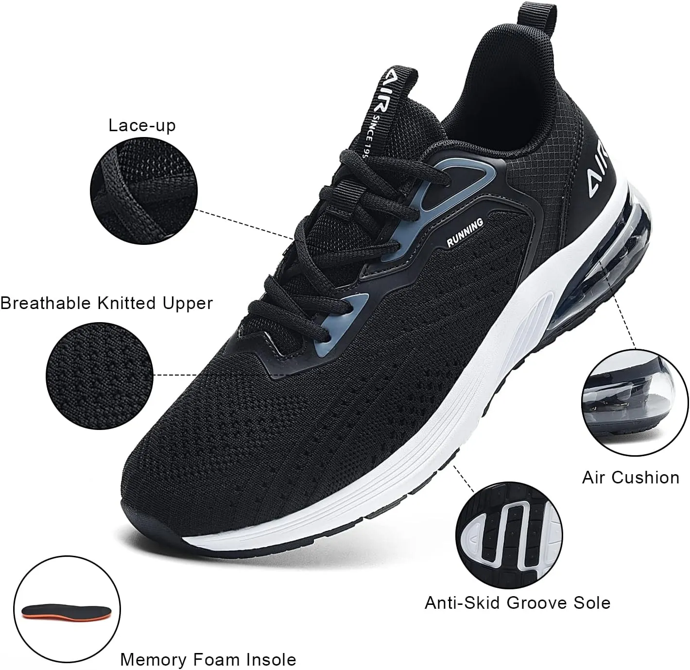 IIV Mens Air Running Shoes Casual Tennis Walking Athletic Gym Fashion Lightweight Slip On Sneakers