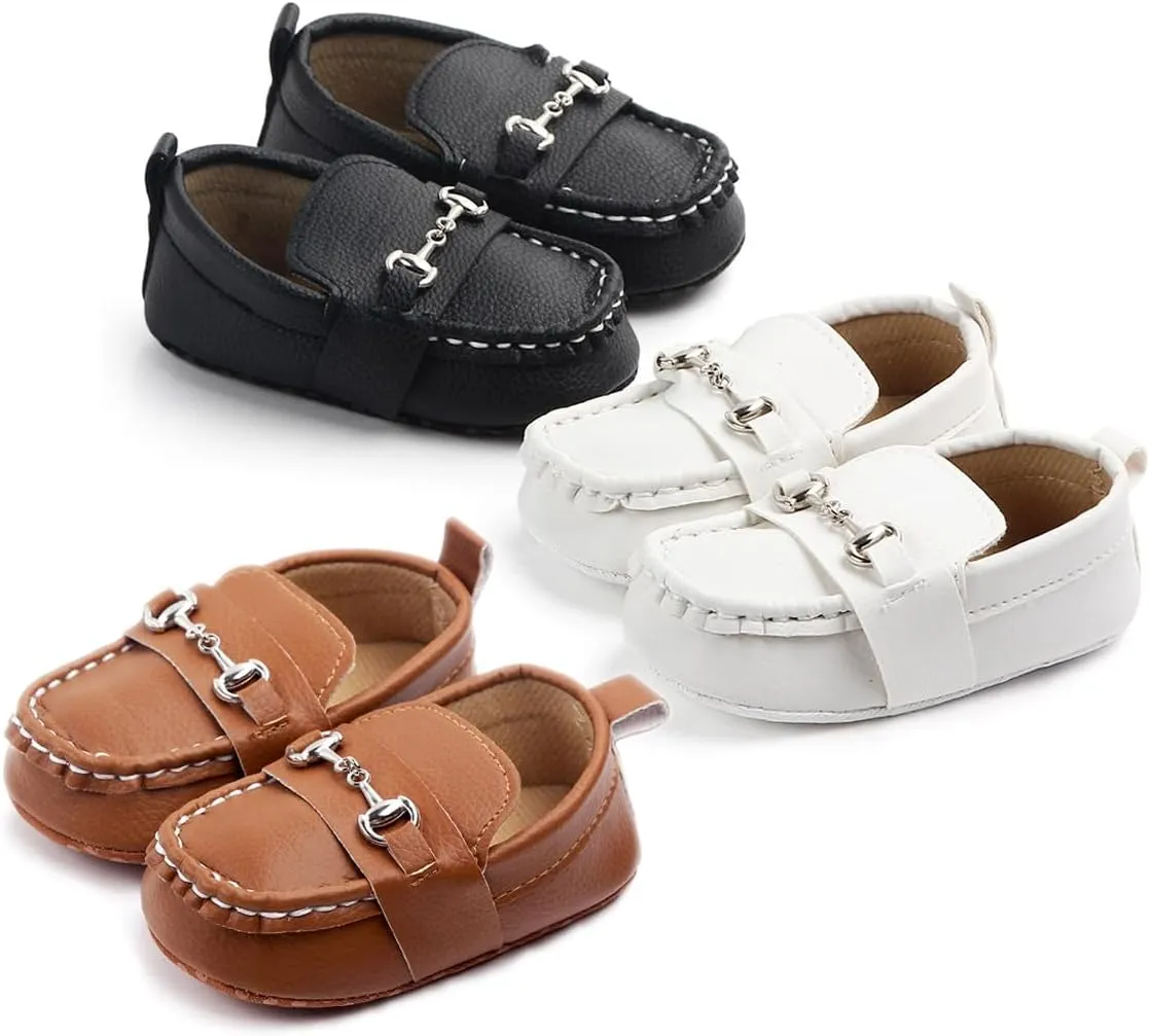 Infant Baby Boys Girls Leather Loafers Dress Shoes Newborn Oxford Flats Casual Moccasins Slip-On First Walking Boat Shoes