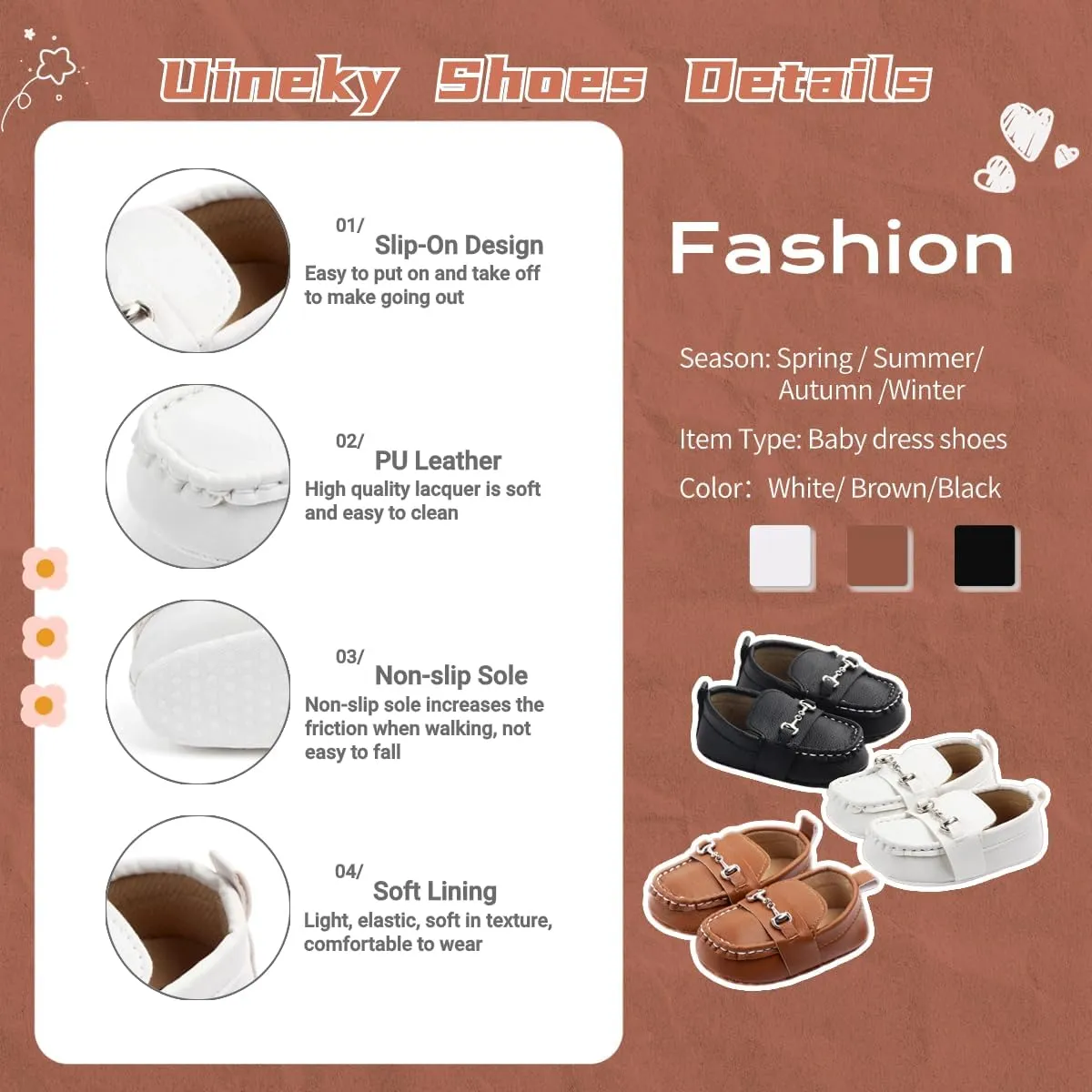 Infant Baby Boys Girls Leather Loafers Dress Shoes Newborn Oxford Flats Casual Moccasins Slip-On First Walking Boat Shoes