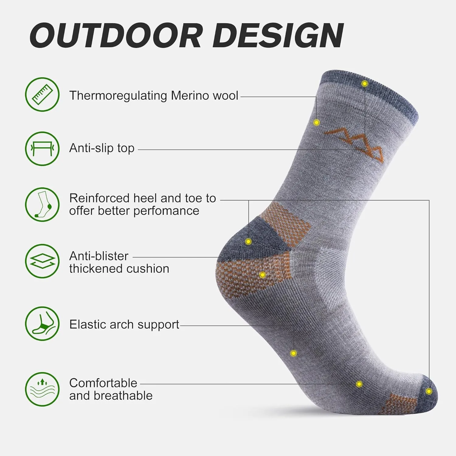 innotree 3 Pack Merino Wool Hiking Socks, Anti Blister Cushioned Micro Crew Socks for Men & Women, Outdoor Thermal Socks
