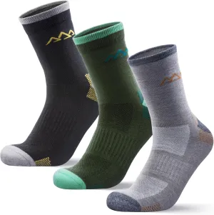 innotree 3 Pack Merino Wool Hiking Socks, Anti Blister Cushioned Micro Crew Socks for Men & Women, Outdoor Thermal Socks