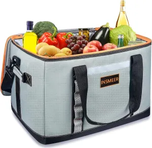 INSMEER Insulated Cooler Bag 65Cans/32 Cans Large Cooler Bag Soft Sided Cooler with Shoulder Strap, Collapsible Leakproof Portable Coolers for Camping/Beach/Food Delivery/Shopping/Outdoor/Picnic