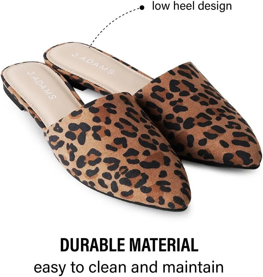 J. Adams Lennox Mules for Women - Closed Pointed Toe Flat Heel Slides