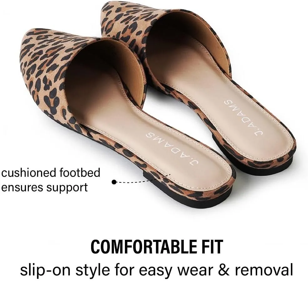 J. Adams Lennox Mules for Women - Closed Pointed Toe Flat Heel Slides