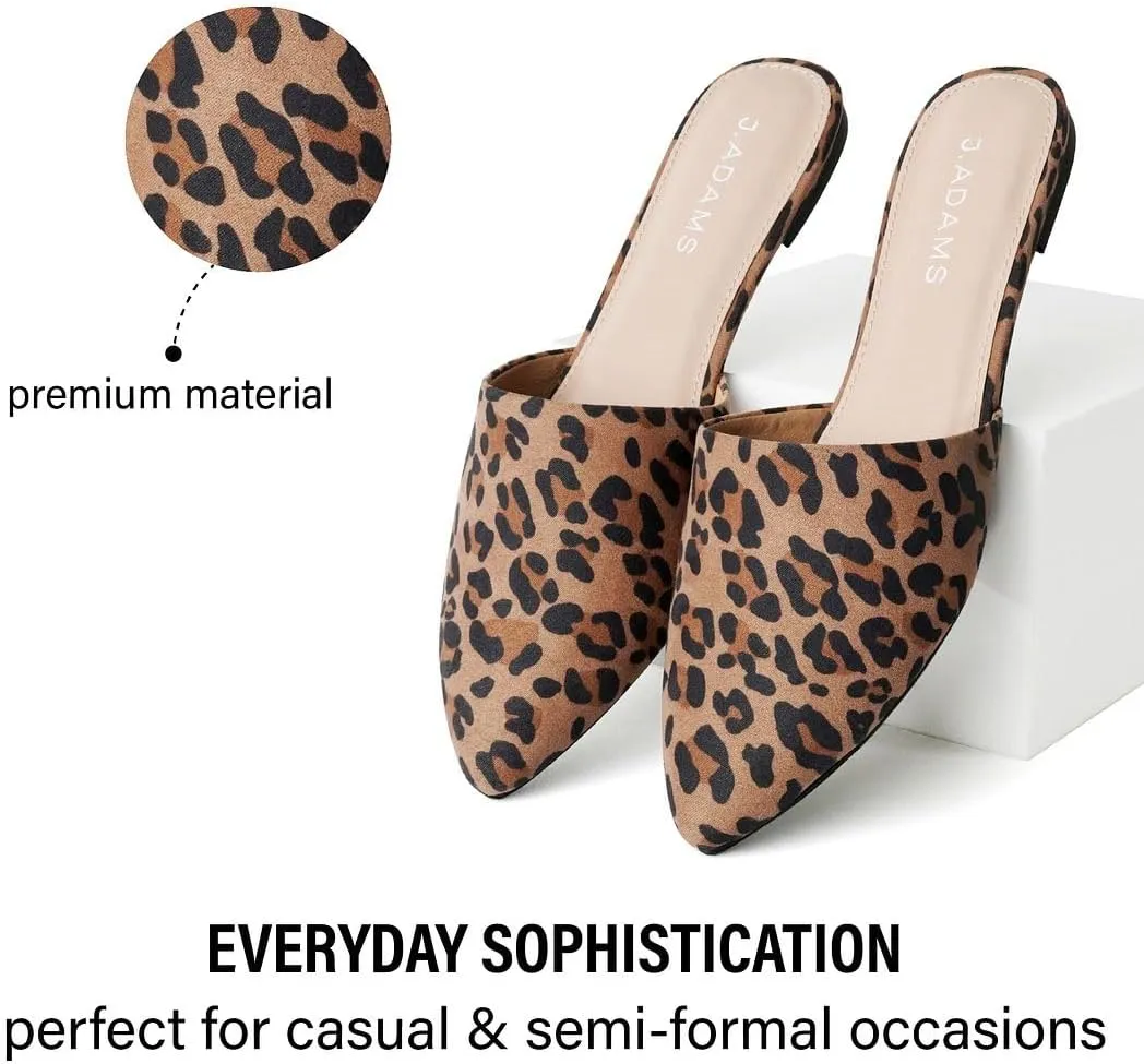 J. Adams Lennox Mules for Women - Closed Pointed Toe Flat Heel Slides