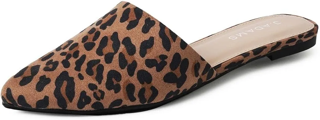 J. Adams Lennox Mules for Women - Closed Pointed Toe Flat Heel Slides