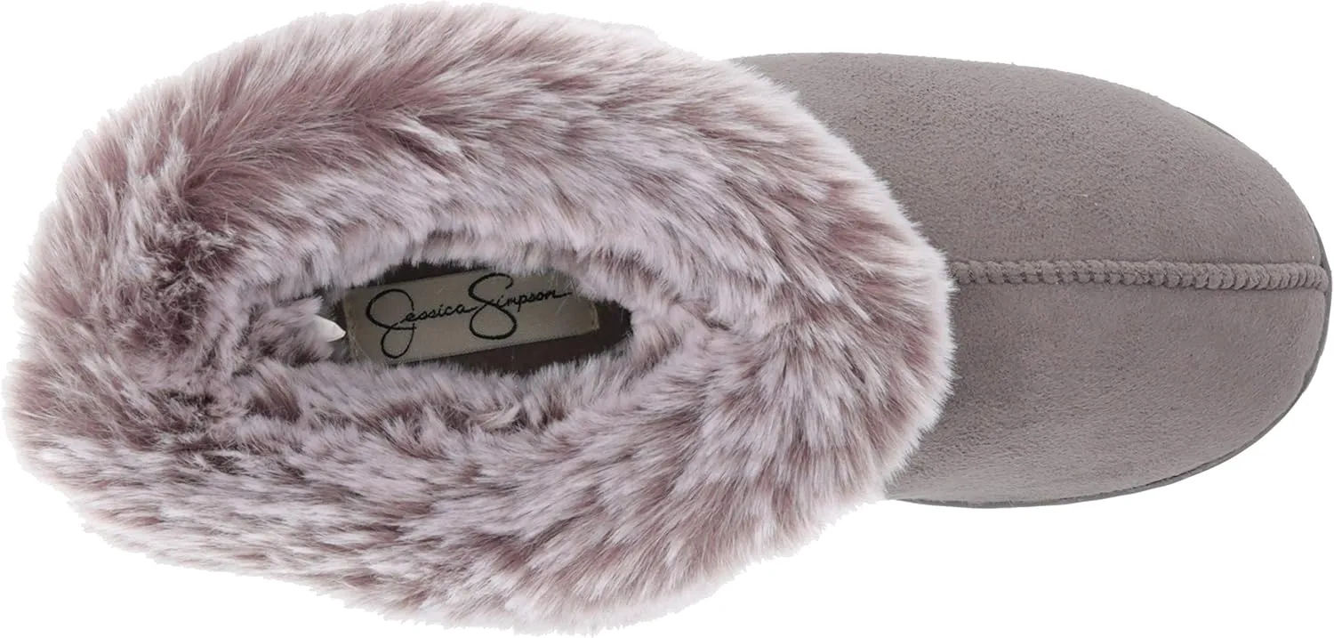 Jessica Simpson Women's and Girls Microsuede Super Soft Bootie Slippers with Indoor Outdoor Sole- Mommy & Me Set Options