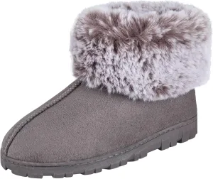 Jessica Simpson Women's and Girls Microsuede Super Soft Bootie Slippers with Indoor Outdoor Sole- Mommy & Me Set Options