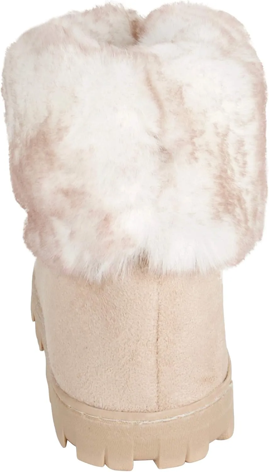 Jessica Simpson Women's and Girls Microsuede Super Soft Bootie Slippers with Indoor Outdoor Sole- Mommy & Me Set Options