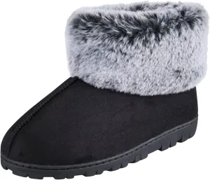 Jessica Simpson Women's and Girls Microsuede Super Soft Bootie Slippers with Indoor Outdoor Sole- Mommy & Me Set Options