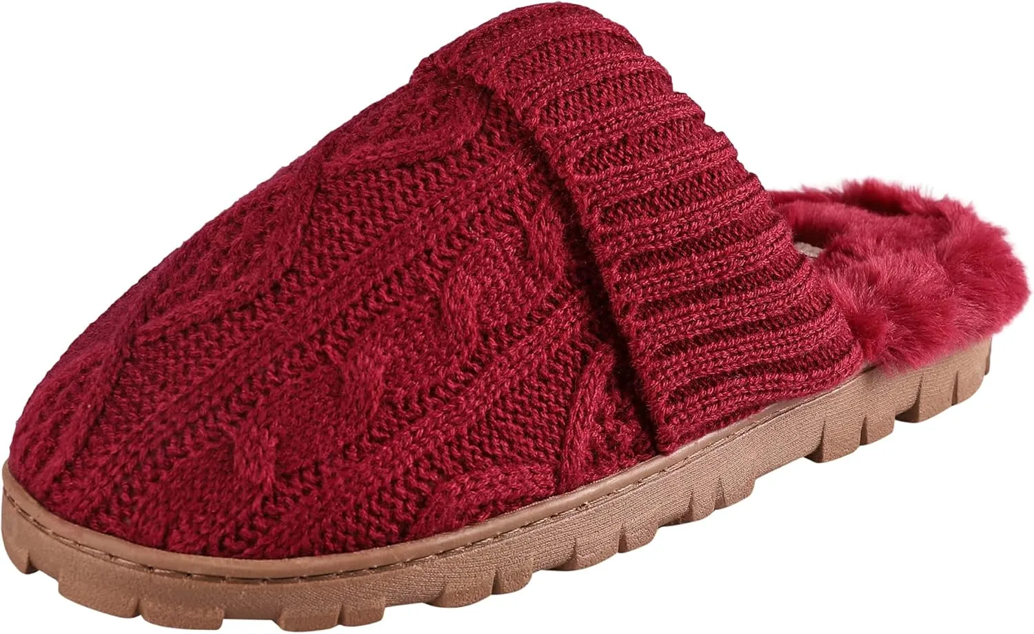 Jessica Simpson Women's Soft Cable Knit Memory Foam Clog Slippers with Indoor/Outdoor Sole