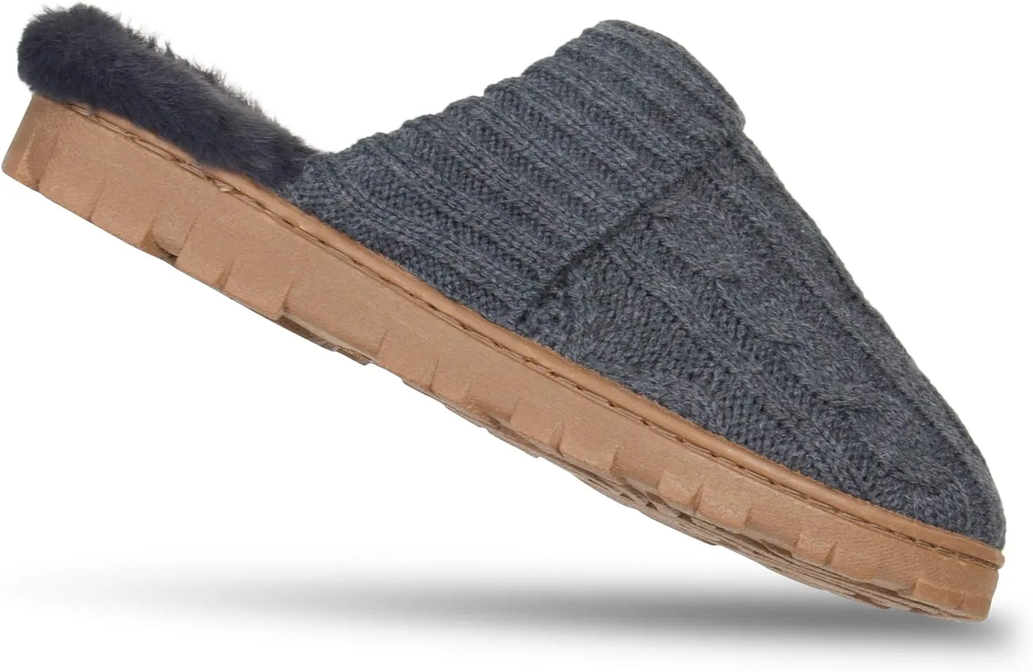 Jessica Simpson Women's Soft Cable Knit Memory Foam Clog Slippers with Indoor/Outdoor Sole