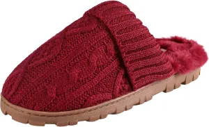 Jessica Simpson Women's Soft Cable Knit Memory Foam Clog Slippers with Indoor/Outdoor Sole