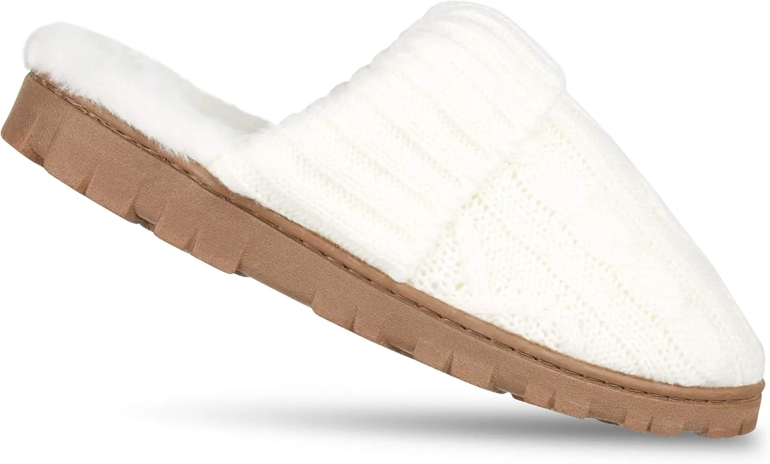 Jessica Simpson Women's Soft Cable Knit Memory Foam Clog Slippers with Indoor/Outdoor Sole