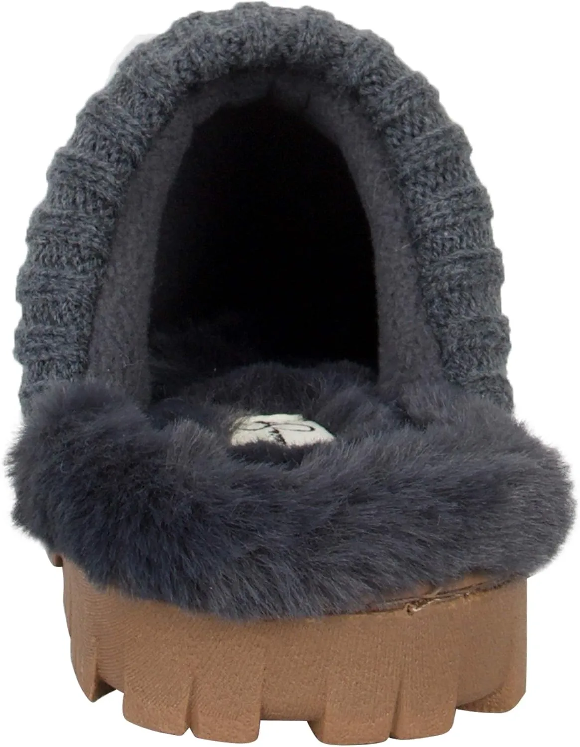 Jessica Simpson Women's Soft Cable Knit Memory Foam Clog Slippers with Indoor/Outdoor Sole