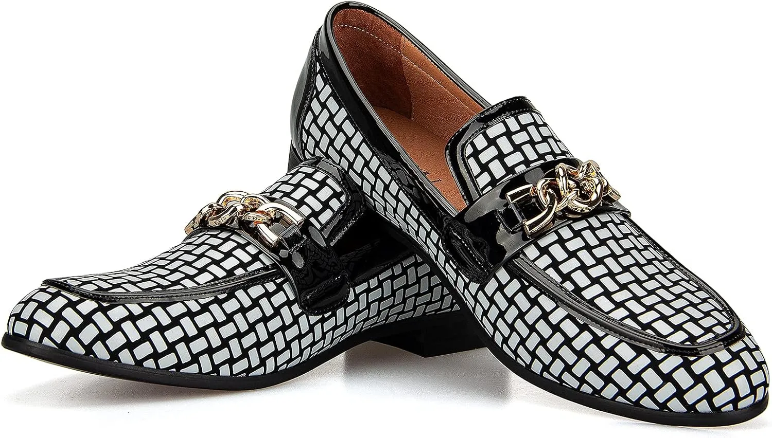 JITAI Mens Leather Shoes Pattern Printing Men's Dress Loafer Shoes Slip-on Casual Loafer Smoking Slipper