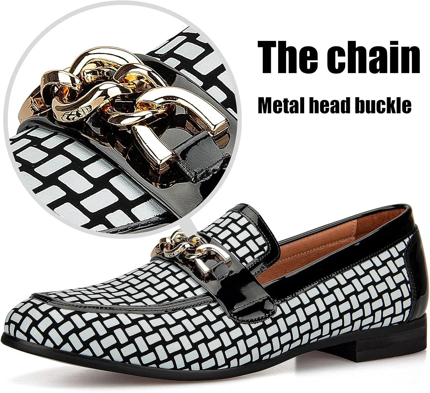 JITAI Mens Leather Shoes Pattern Printing Men's Dress Loafer Shoes Slip-on Casual Loafer Smoking Slipper