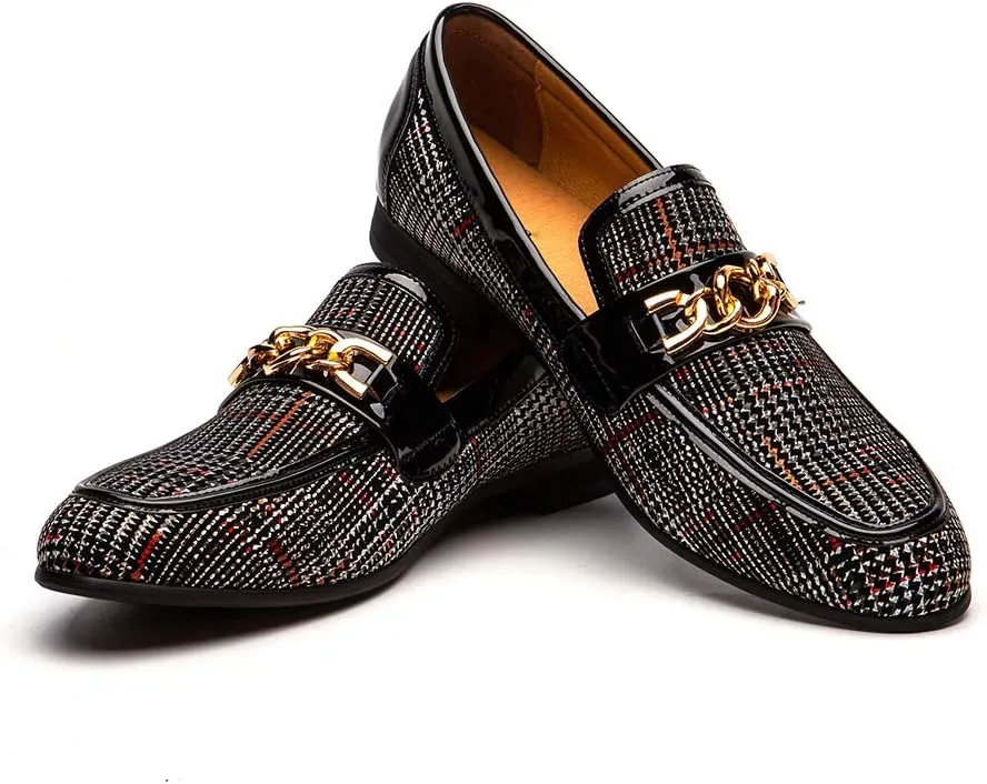 JITAI Mens Leather Shoes Pattern Printing Men's Dress Loafer Shoes Slip-on Casual Loafer Smoking Slipper